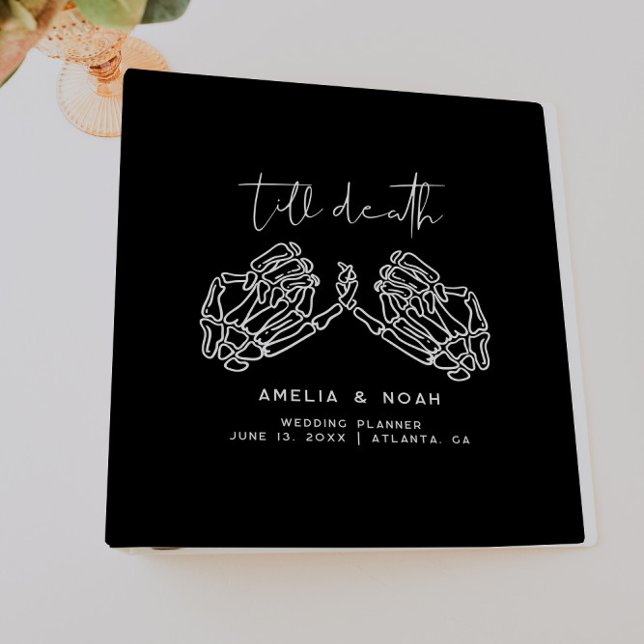 Black Till Death Skeleton Hands Wedding Planner 3 Ring Binder (Creator Uploaded)