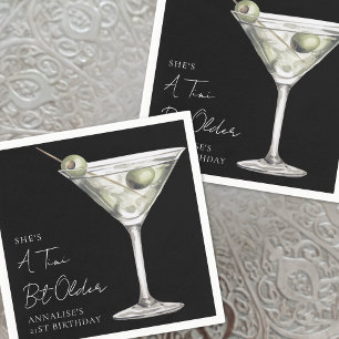 Black Tini Bit Older Martini Birthday Napkins
