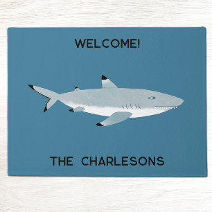 Black Tipped Reef Shark Fun Personalized Doormat