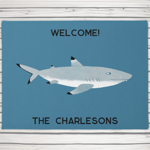 Black Tipped Reef Shark Fun Personalized Doormat