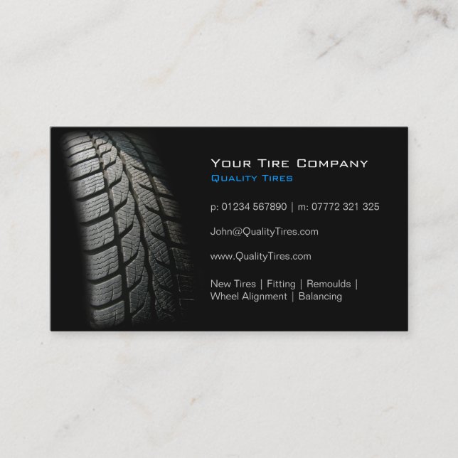 Black Tire Fitting Business Card (Front)