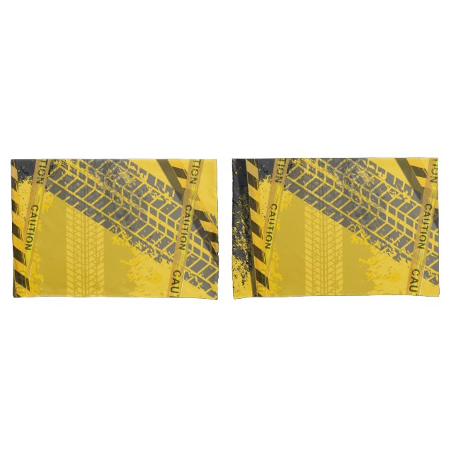 Black Tire Track trace yellow back Pillow Case (Front-Set)