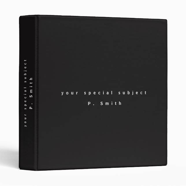 black (to add subject) 3 ring binder (Front/Spine)