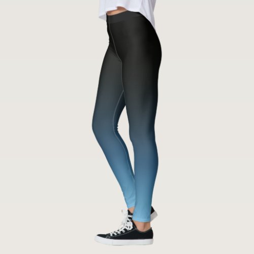 Black To Blue Ombre Gradient Fade Leggings