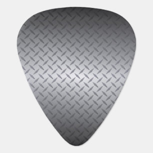 Black to Bright Steel Fade Diamondplate Background Guitar Pick