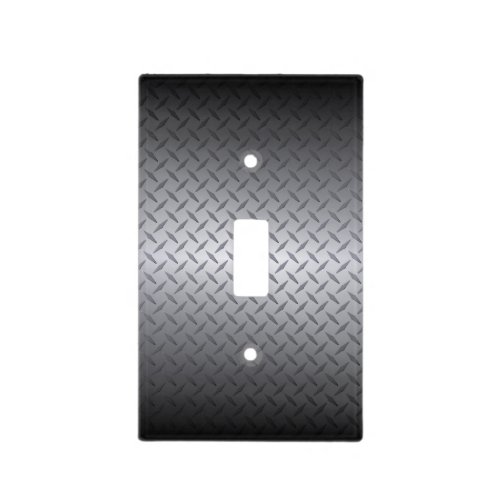 Black to Bright Steel Fade Diamondplate Background Light Switch Cover