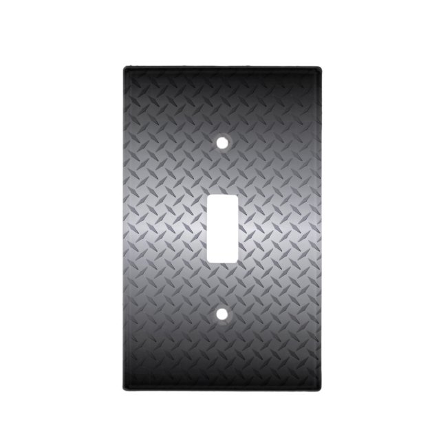 Black to Bright Steel Fade Diamondplate Background Light Switch Cover (Front)