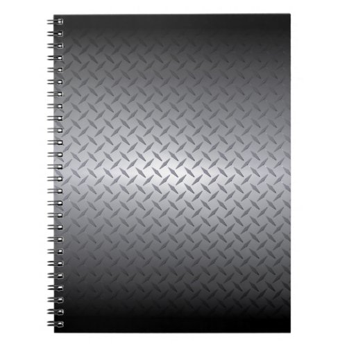 Black to Bright Steel Fade Diamondplate Background Notebook