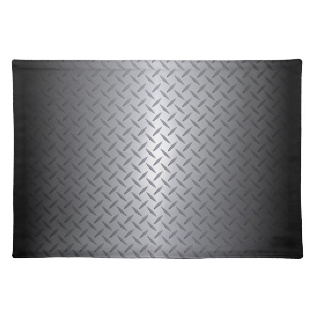 Black to Bright Steel Fade Diamondplate Background Placemat (Front)