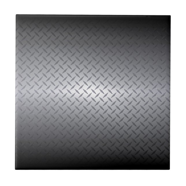 Black to Bright Steel Fade Diamondplate Background Tile (Front)
