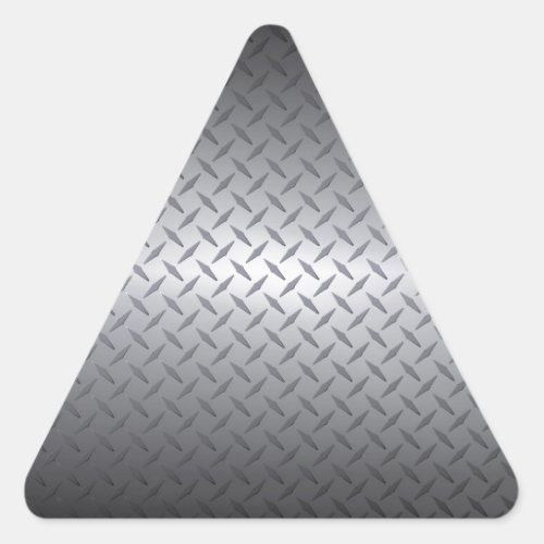 Black to Bright Steel Fade Diamondplate Background Triangle Sticker
