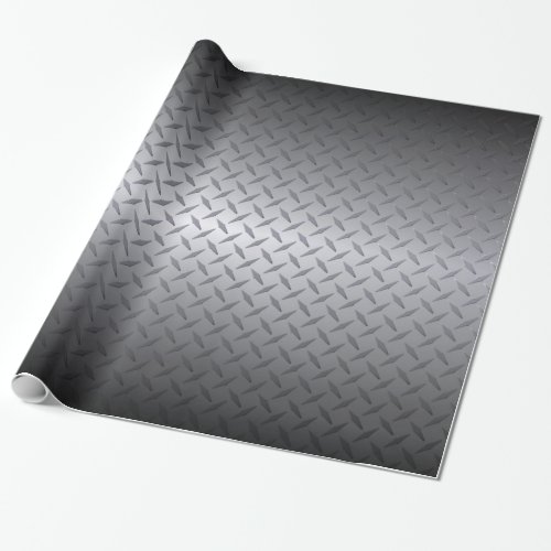 Black to Bright Steel Fade Diamondplate Background Wrapping Paper