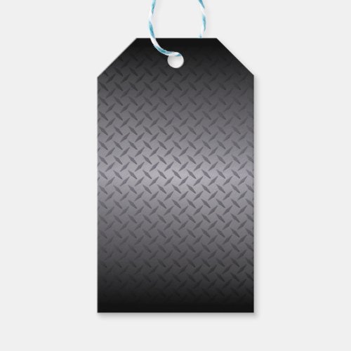 Black to Gray Diamondplate Steel Look Art Gift Tags