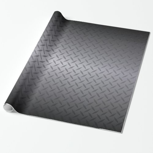 Black to Gray Fade Diamondplate Steel Background Wrapping Paper
