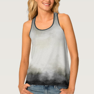 Black to Gray Fade Watercolor Wash Tank Top