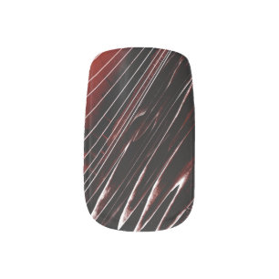 Black to Red with White Lines Minx Nail Art