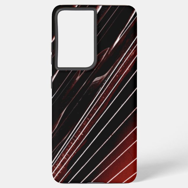 Black to Red with White Lines Samsung Galaxy Case (Back)