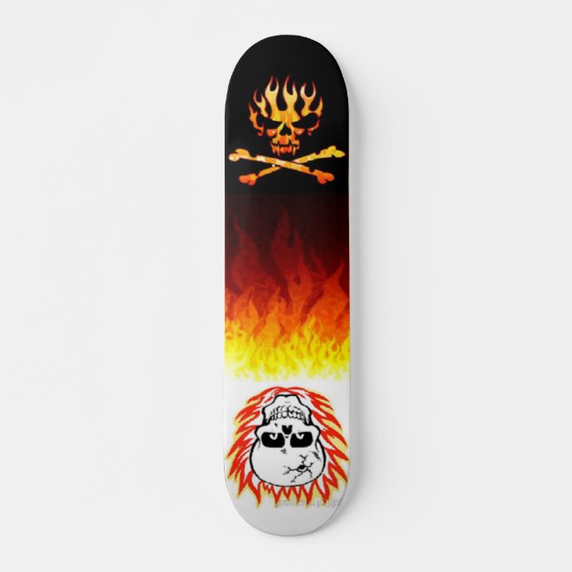 Black to White Flames Skateboard Deck (Front)