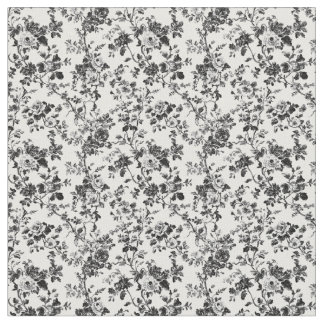 Black Toile Blooming Vine Fabric