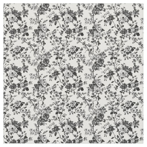 Black Toile Blooming Vine Fabric