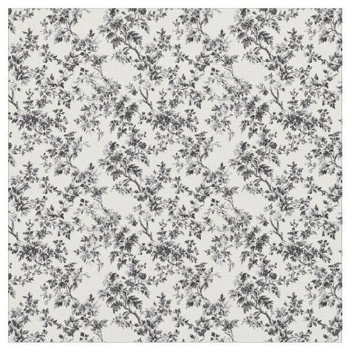 Black Toile Botanical Branches Fabric