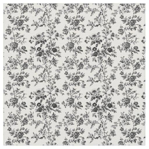 Black Toile Botanical Vine Fabric