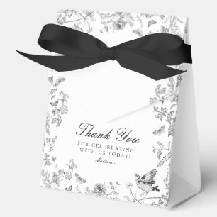 Black Toile De Jouy Floral Dessert Favor Boxes