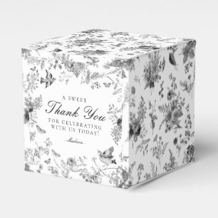 Black Toile De Jouy Floral Dessert Favor Boxes
