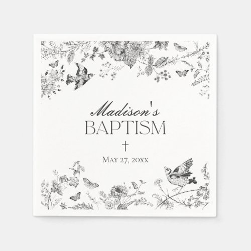 Black Toile De Jouy Vintage Floral Baptism