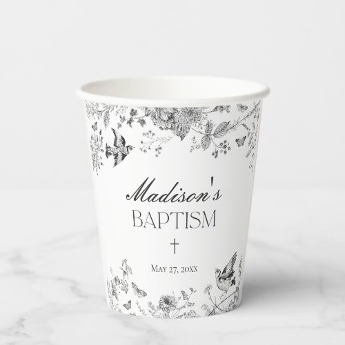 Black Toile De Jouy Vintage Floral Baptism