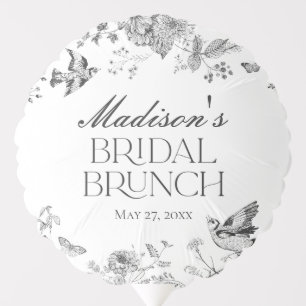 Black Toile De Jouy Vintage Floral Bridal Brunch Balloon