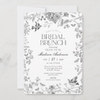 Black Toile De Jouy Vintage Floral Bridal Brunch