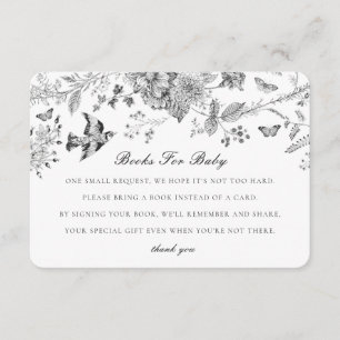 Black Toile Flora Books for Baby Invitation Insert