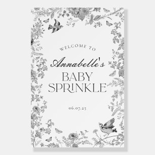 Black Toile Floral Baby Sprinkle Welcome Sign