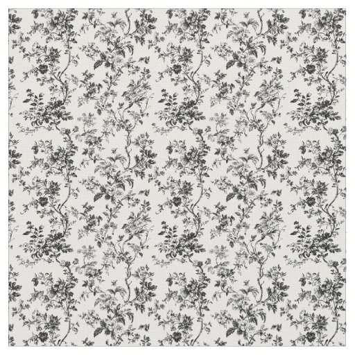 Black Toile Floral Vine Fabric