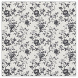 Black Toile Flowering Vine Fabric