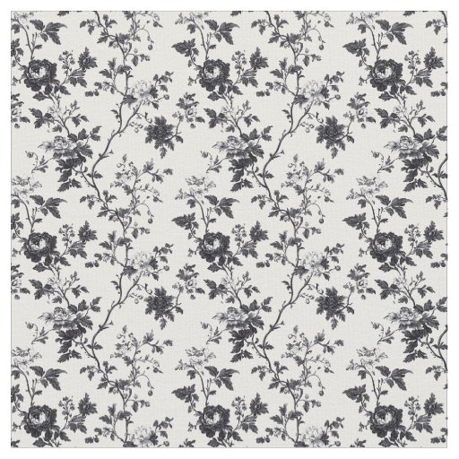 Black Toile Flowering Vine Fabric