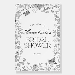 Black Toile Jouy Floral Bridal Shower Welcome Sign