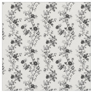 Black Toile Vertical Floral Branches Fabric