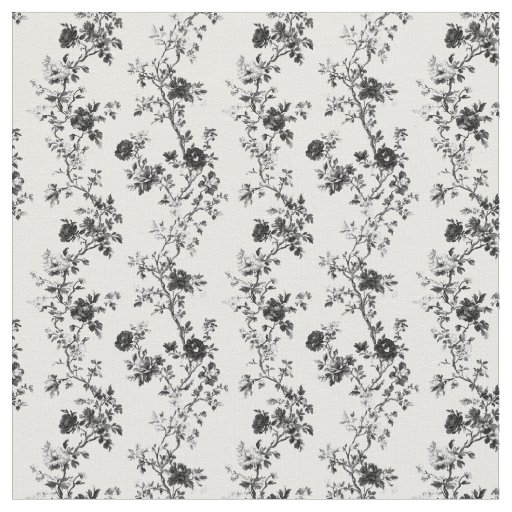 Black Toile Vertical Floral Branches Fabric
