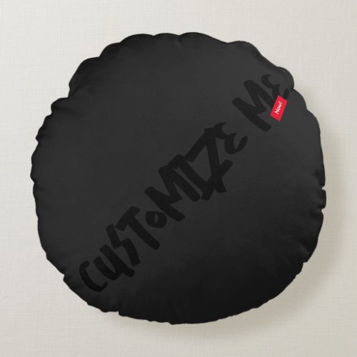 Black Tone_on_Tone Marker Handwriting Round Pillow