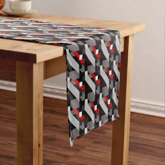 Black Toned and red color  Geometric  Pattern Short Table Runner