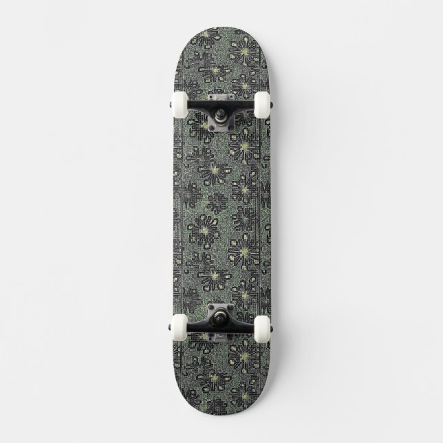 Black Tones Against Gray Skateboard Deck (Front)