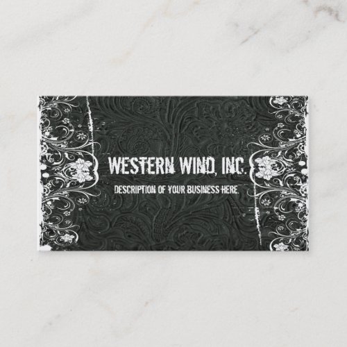 Black Tooled Leather and Lace Business Card