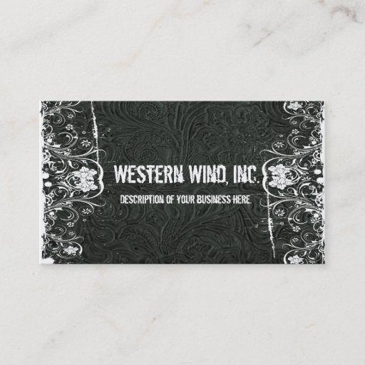 Customizable Black Tooled Leather and Lace Business Card
