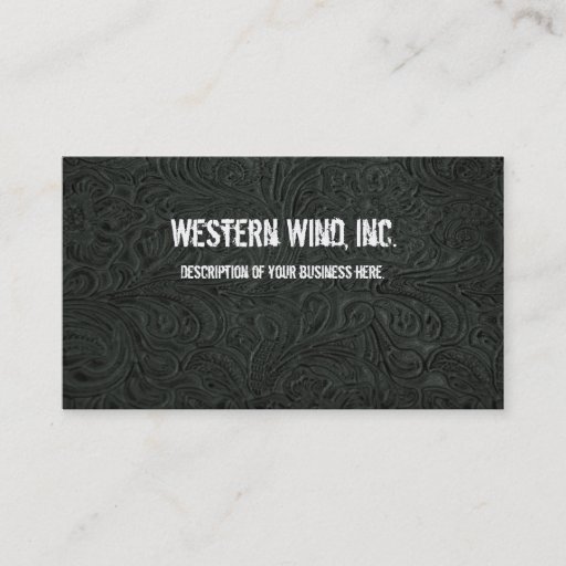 Customizable Black Tooled Leather Business Card