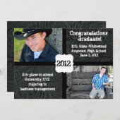 Black Tooled Leather Photo Graduation Announcement (Front/Back)