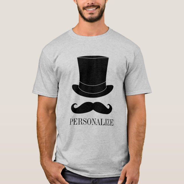 Black top hat and mustache bachelor party t shirt (Front)