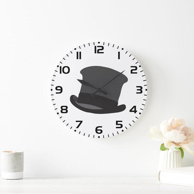 Black Top Hat Classic Steampunk Victorian Large Clock (Creator Uploaded)