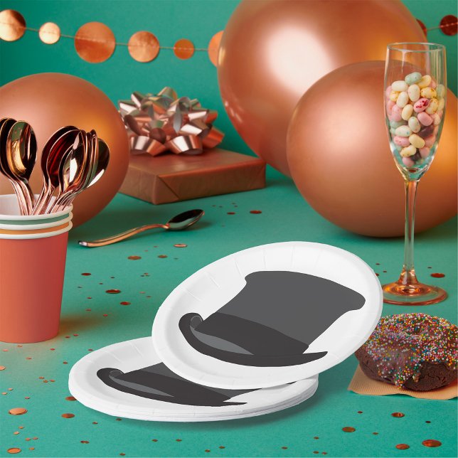 Black Top Hat Classic Steampunk Victorian Paper Plates (Creator Uploaded)